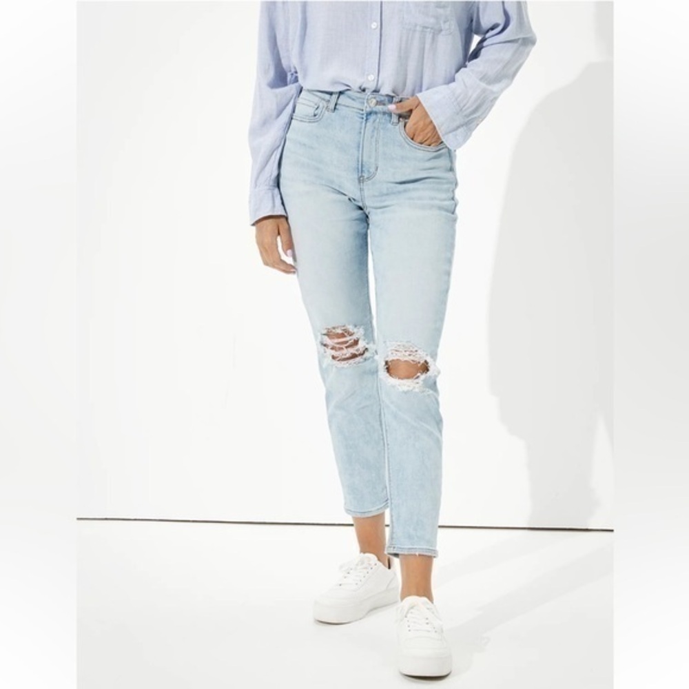 Abercrombie & Finch | Highrise Distressed Girlfriend Jean Light Wash Cotton